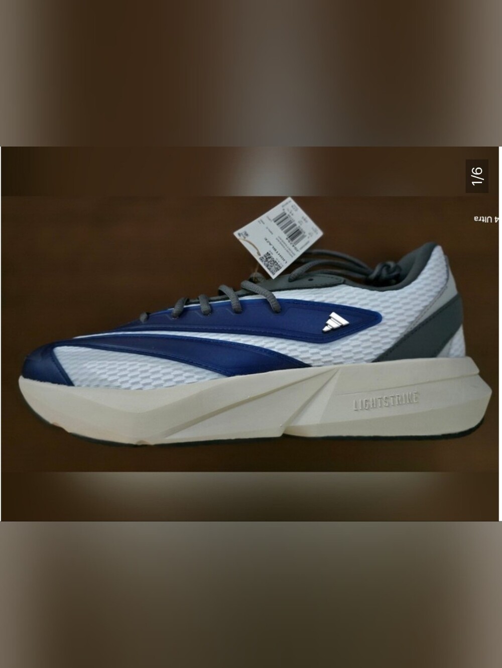 Adidas Lightblaze Shoes White and Navy Athletic Sneaker
